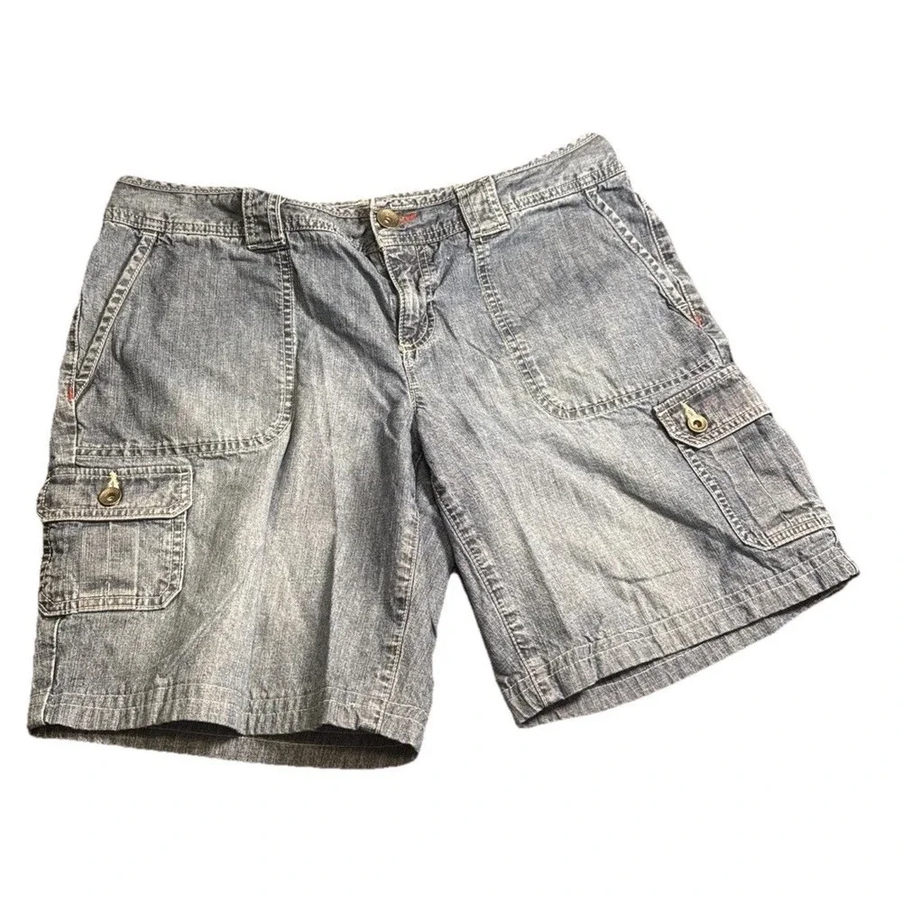 Tommy Hilfiger Women's‎ Denim Cargo Shorts Size 12 Blue Utility Pockets Casual